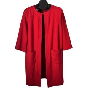 Adrienne Vittadini Long Line Suit Dress Jacket Red Size Large